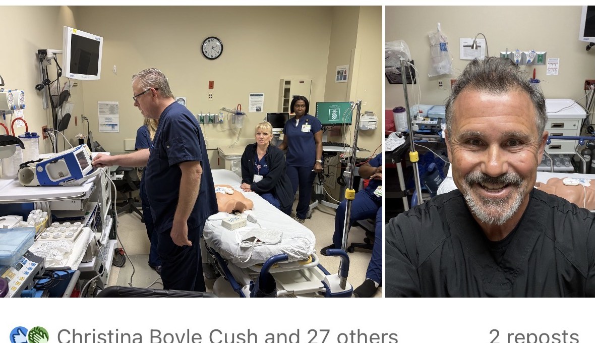 PBES team on-site training clinicians in an ER simulation room