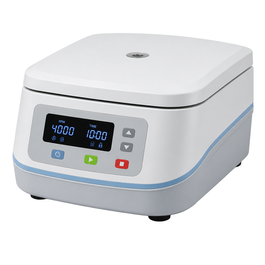 Benchtop centrifuge with rotor and specimen tubes