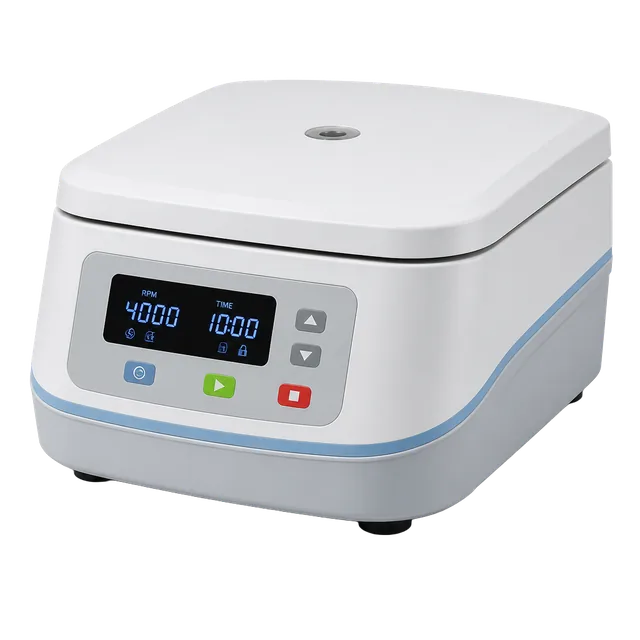 Benchtop centrifuge with rotor and specimen tubes